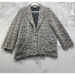 Vintage 80s Koret Career Blazer Womens L Boucle Fuzzy Nubby Knit Mohair Blend